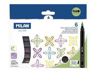 Viltpliiatsid Milan, pintsli ots Milan, Fluo 6 värvi