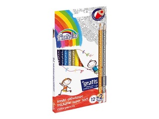 Värvilised pliiatsid Fiorello Super Soft, kolmnurkne, 12 värvi
