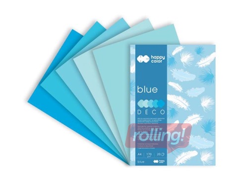 Disainpaberid Blue A4, 170 g/m2, 20 lehte, sinised toonid
