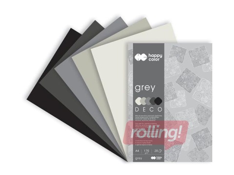 Disainpaberid Grey A4, 170 g/m2, 20 lehte, hallid toonid