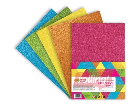 Vahtplastist käsitöölehed Happy Color, Pastel, sädelevad, A4, 5 lehte, 5 värvi
