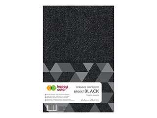 Vahtplastist käsitöölehed Happy Color, must, sädelusega, A4, 5 lehte