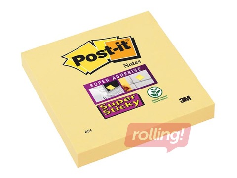 Märkmepaber Post-it Super Sticky Canary, 76x76 mm, 90l., kanaari kollane