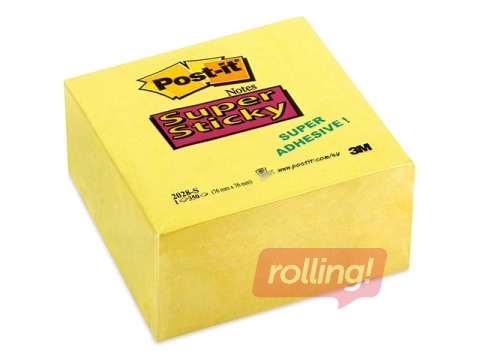 Märkmepaber Post-it, Super Sticky, 76x76 mm, 350l, kollane