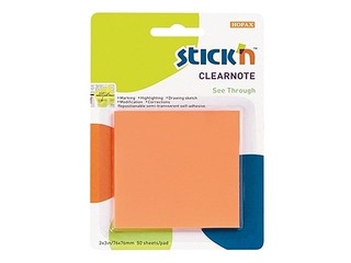 Liimiribaga paberid StickN, 76 x 76 mm, 50l, läbipaistev, oranž