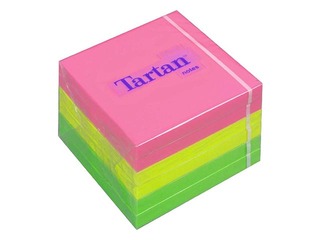 Märkmepaber Tartan, iseliimuv, 76x76 mm, 6x100 l., neoon värvid