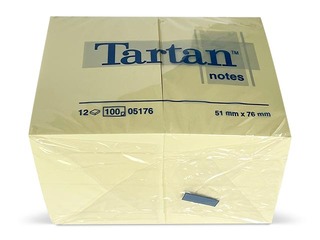 Märkmepaber Tartan, 51x76mm, 12x100 l., kollane