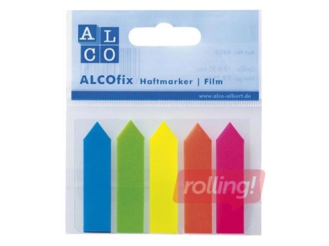 Markeerimise indeksid - nooled, plastist, ALCO, 12x50mm, 5x25 lehte, erinevad värvid