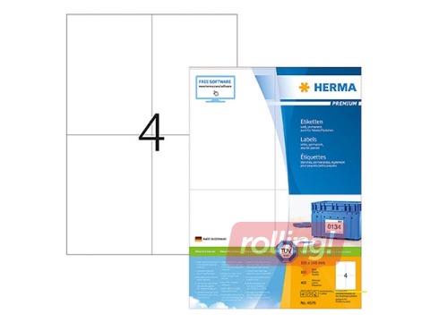 Etiketid Herma Premium, A4, 105 x 148 mm, 200 lehte, valge