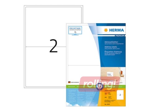 Etiketid Herma Premium, A4, 199,6 x1 43,5 mm, 100 lehte, valged