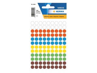 Etiketid, mitmeotstarbelised, Herma, 8 mm, assortiivärvid 540 tk