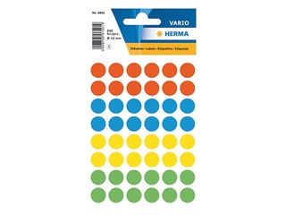 Etiketid, mitmeotstarbelised Herma, 13 mm, assortiivärvid, 240 tk