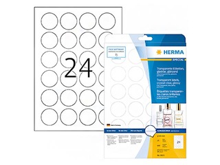 Etiketid Herma, A4, Ø 40 mm, 25 lehte, läbipaistev 