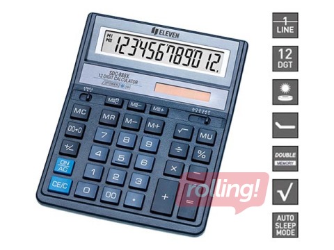 Kalkulaator Eleven SDC-888 XBL, sinine
