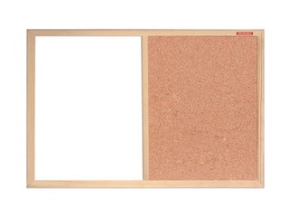 Kork ja valge tahvel puidust raamis, 60x40 cm
