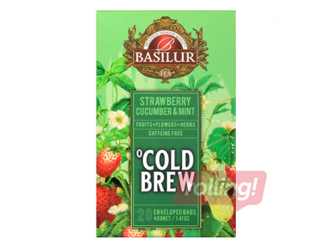 Külm tee Basilur Cold Brew Strawberry Cucumber & Mint, 20 tk.