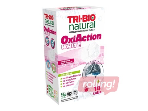 Naturaalse riide plekieemaldaja tabletid, Oxi-Action White, Sensitive Tri-Bio, 18 tab.