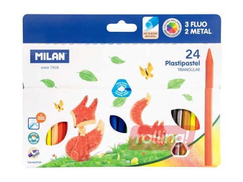 Plastikust värvilised kriidid Milan, 24 värvi