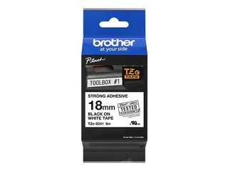 Etiketilindi kassett Brother TZe-S241 must valgel, 18 mm lai, 8 m, tugevalt kleepuv