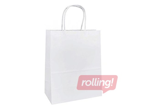 Paper gift bagTOPTWIST 190x80x210mm, white craft paper