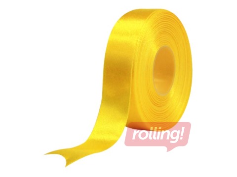 Gift ribbon 25 mm/ 25 m, satin, yellow