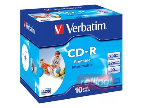 CD-R  toorikud Verbatim AZO 700MB 1x-52x Wide Printable ID Branded, 10 tk.