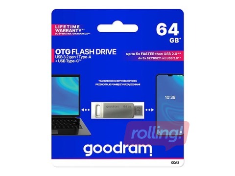 Goodram ODA3 USB 3.2 / USB Type-C 64GB Silver