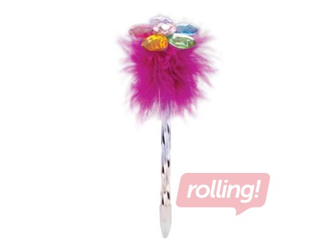 SALE Pastapliiats punaste sulgedega Crystal Flower, 0,7 mm, sinine