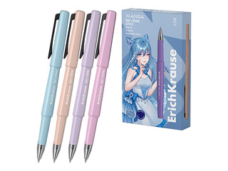 Pastapliiats Erich Krause, Manga, erinevad korpuse värvid, sinine tint, 0.7mm, 12 tk.