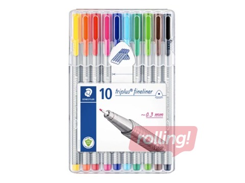 SALE Peenmarkerite komplekt STAEDTLER TRIPLUS, 0,3 mm, 10 värvi