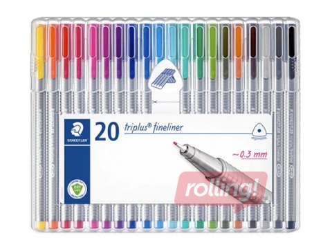 Peenmarkerite komplekt STAEDTLER TRIPLUS, 0,3 mm, 20 värvi