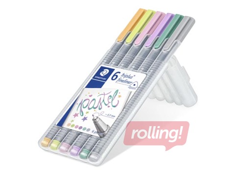 PROMO Peenmarkerid STAEDTLER TRIPLUS, 0,3 mm, 6 pastellvärvi