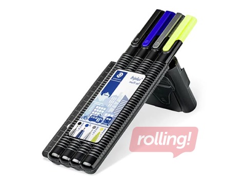 Fineliner multi set STAEDTLER TRIPLUS 34, 4 different line size and ruler