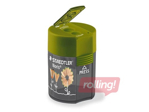 Pliiatsiteritaja konteineriga Staedtler 512, Flowers, kahekordne, roheline