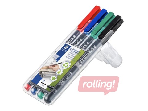 OHP püsimarkerid Staedtler Lumcolor 314, 1.0-2.5mm, 4 värvi