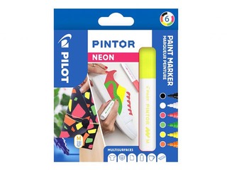 Set of permanent markers Pilot Pintor, 6 neon colors