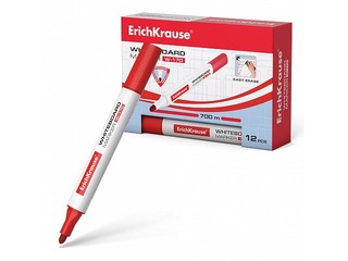 White board marker ErichKrause W-170, triangular body shape, round, red