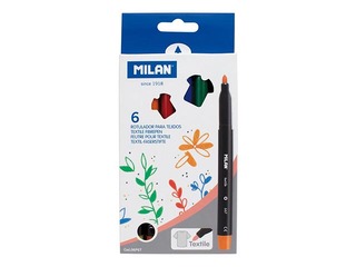 Фломастеры для текстиля Milan,  6 цветов