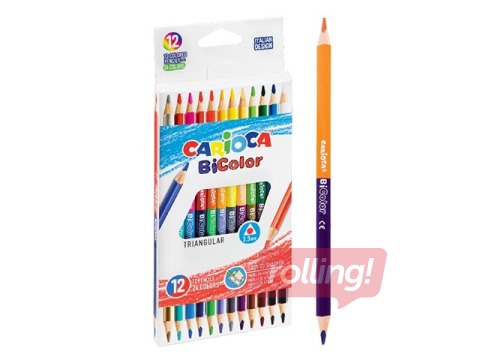 Värvilised pliiatsid Carioca Duo, kolmnurksed, 24 värvi