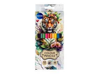 Värvilised pliiatsid Tiger, kuusnurkne korpus, 12 värvi