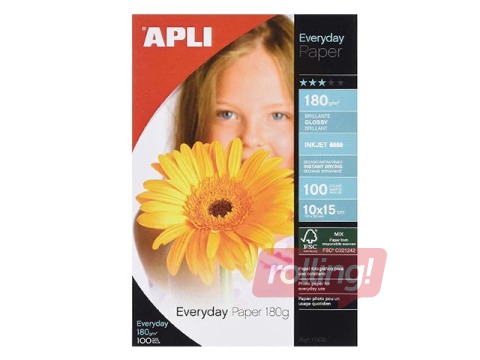 Fotopaber APLI Everyday paper InkJet, läikiv, A4 180g/m2, 100 lehte