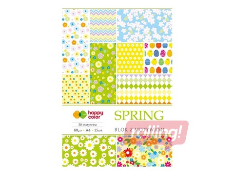SALE Disainpaber Spring A4, 30 motiivi, 80g/m², 15 lehte