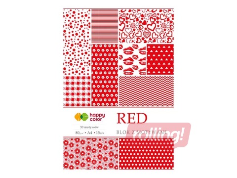 Disainpaber RED A4, 80 g/m2, 15 lehte, 30 motiivi