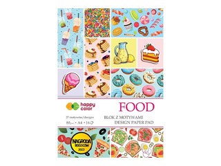 Disainpaber Food motiiviga, 27 aiakujundust, A4, 80g/m², 16 lehte