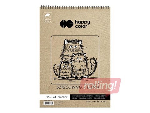 SALE Joonistusplokk spiraalköites Young Artist Happy Color, A4, 80/90g/m², 60 lehte