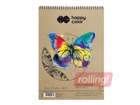 Spiraalköites visandiplokk Happy Color, 170x250mm, 70g/m², 80 lehte