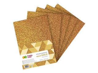 Vahtplastist käsitöölehed Happy Color, kuldne, sädelusega, A4, 5 lehte