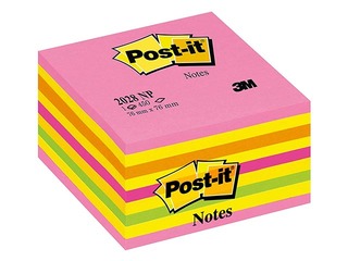 Post-it märkmepaberkuubik, 76x76 mm, 450l, neonroosa