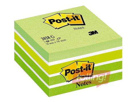 Post-it märkmepaberkuubik, 76x76 mm, 450l, pastellroheline