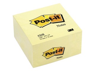 Post-it märkmepaberi kuubik, iseliimuv, 76x76 mm, 450 lehte, kollane